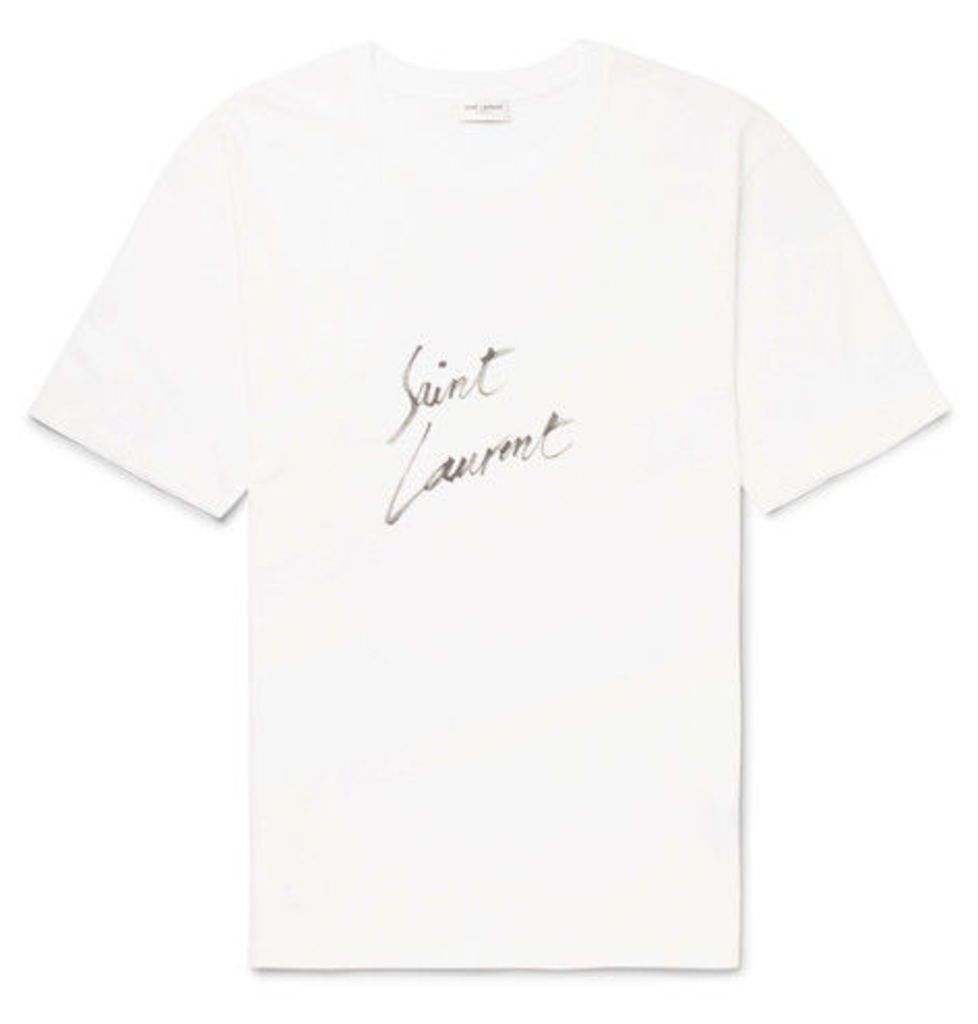 Saint Laurent - Printed Cotton-jersey T-shirt - White