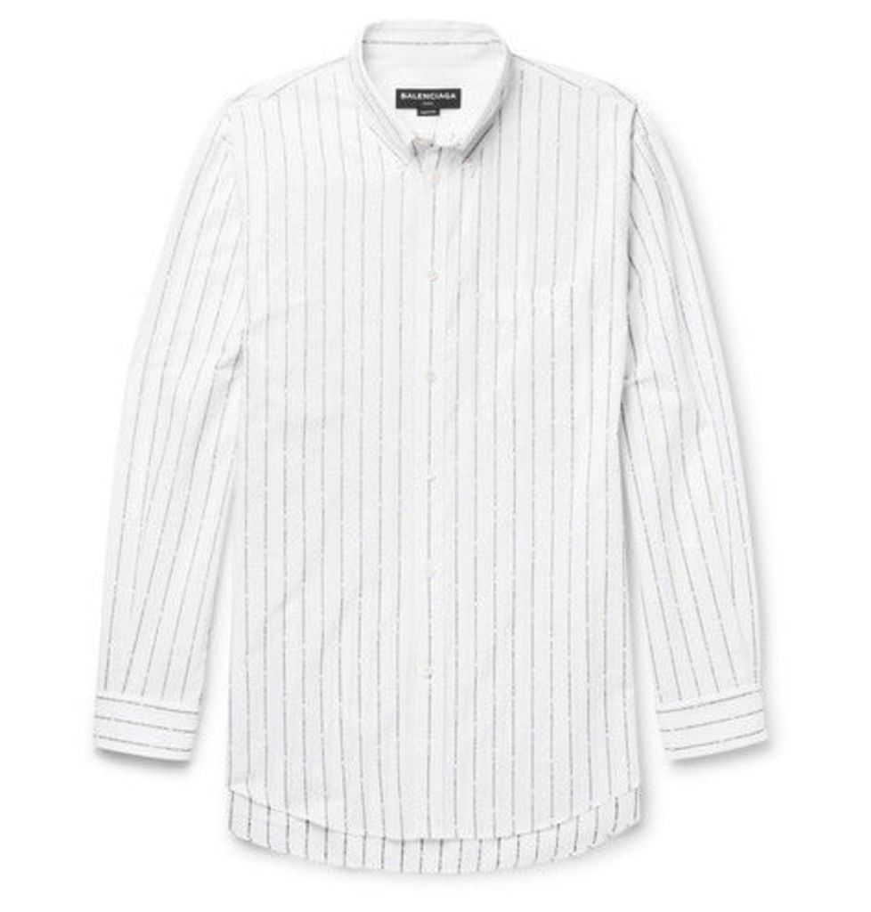 Balenciaga - Oversized Button-down Collar Cotton-jacquard Shirt - White
