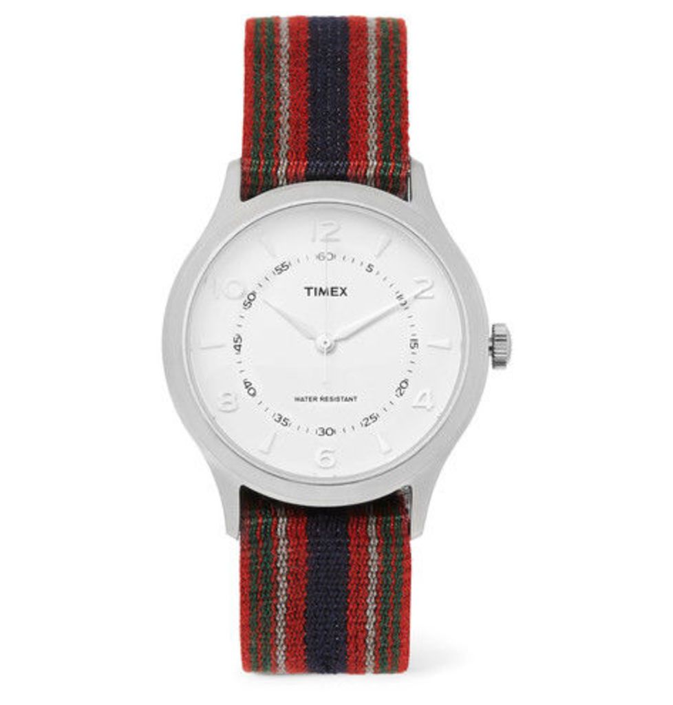 Whitney Village Reversible Stainless Steel And Grosgrain Watch