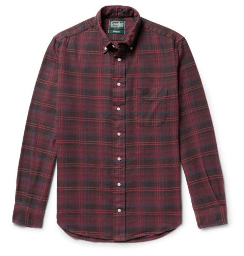 Gitman Vintage - Button-down Collar Checked Cotton-flannel Shirt - Burgundy