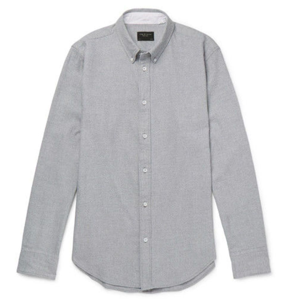 rag & bone - Slim-fit Button-down Collar Brushed Cotton-twill Shirt - Gray