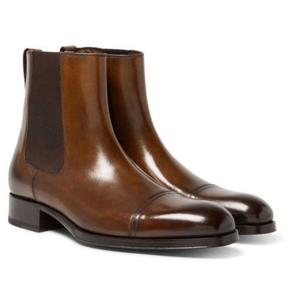 Edgar Burnished-leather Cap-toe Chelsea Boots