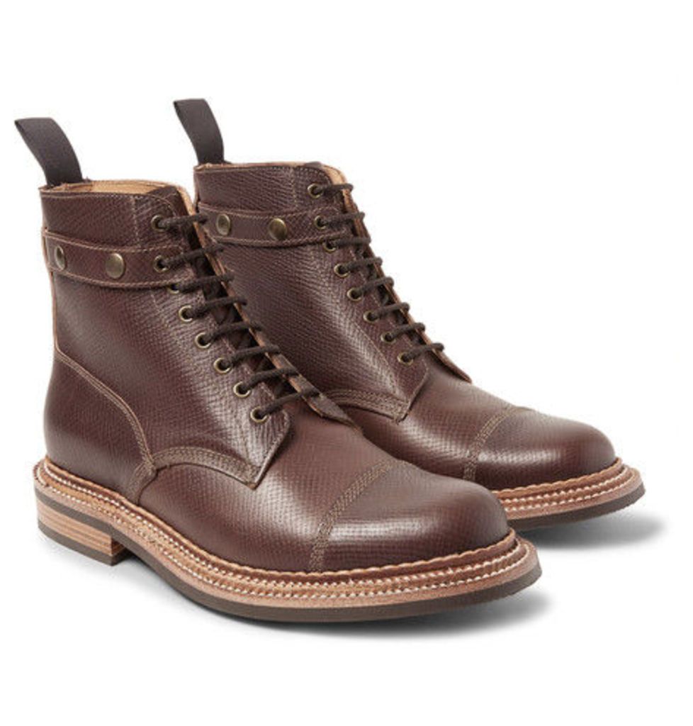 Flight Cross-grain Leather Boots With Detachable Shearling Trims