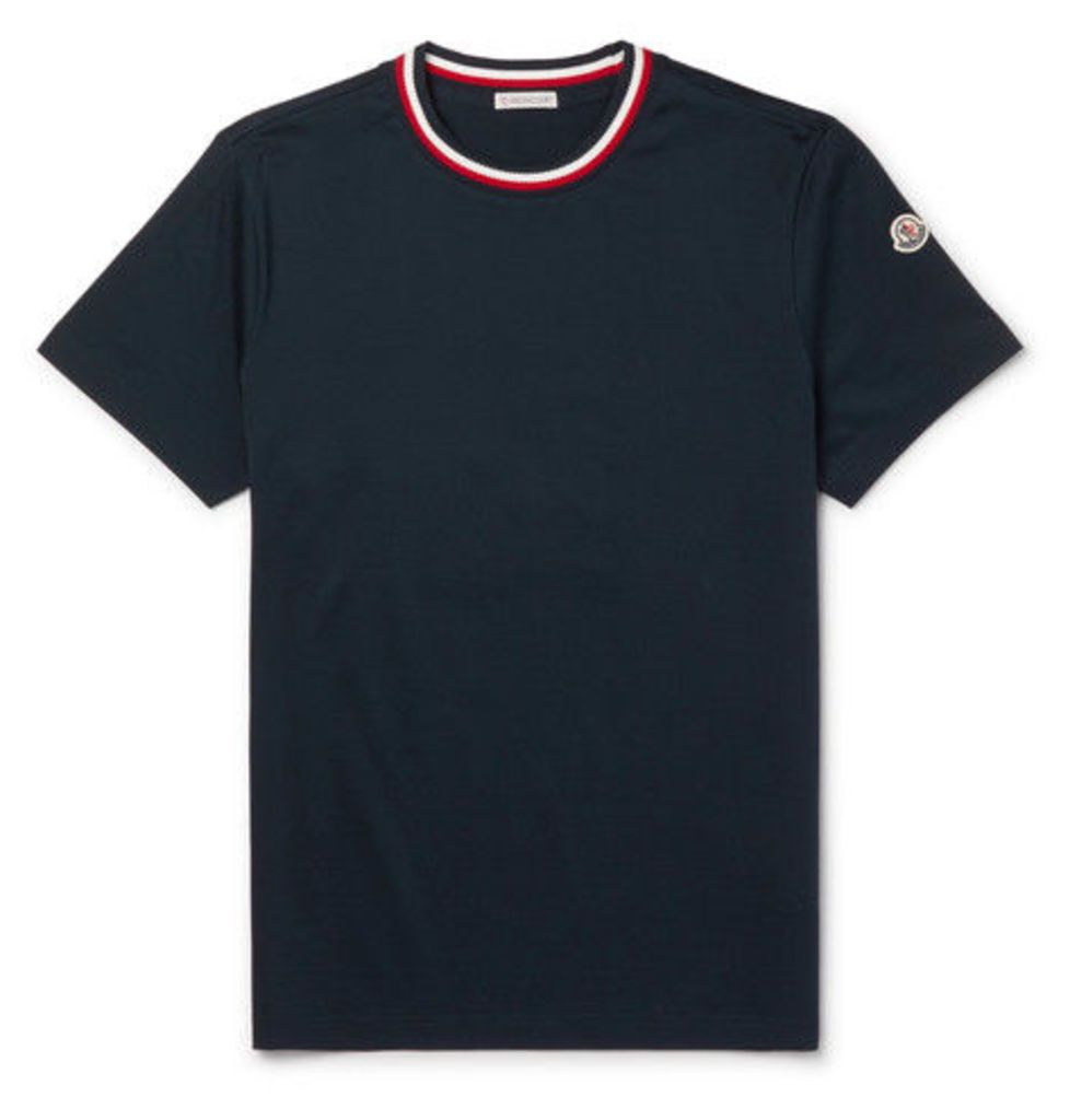 Stripe-trimmed Cotton-jersey T-shirt