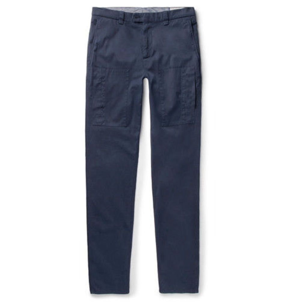 Brunello Cucinelli - Slim-fit Garment-dyed Stretch-cotton Twill Trousers - Navy
