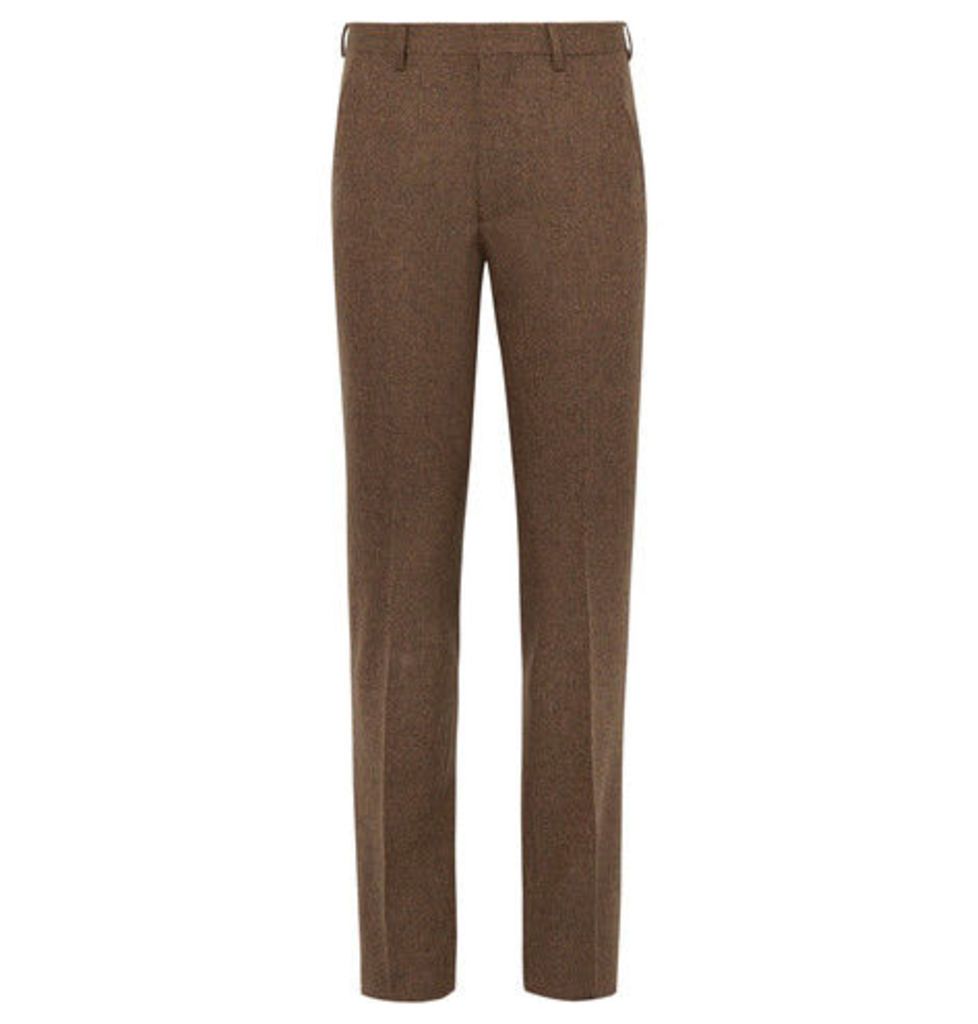 Brown Slim-fit Donegal Wool-tweed Suit Trousers