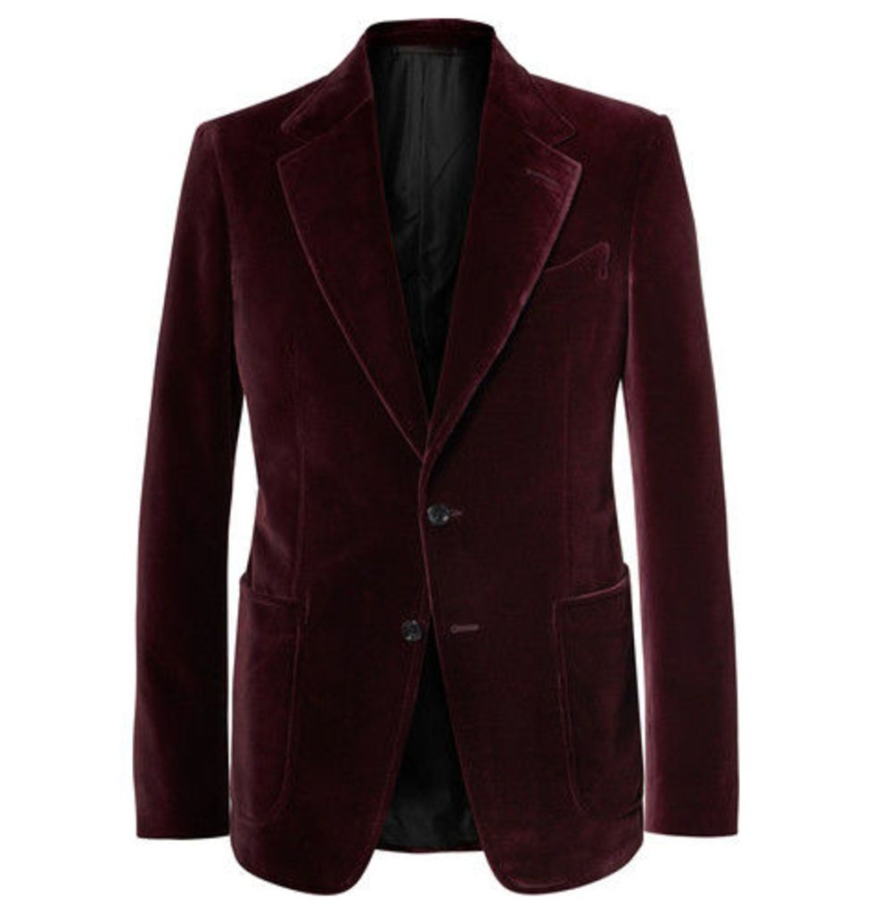 Burgundy Shelton Slim-fit Velvet Tuxedo Jacket