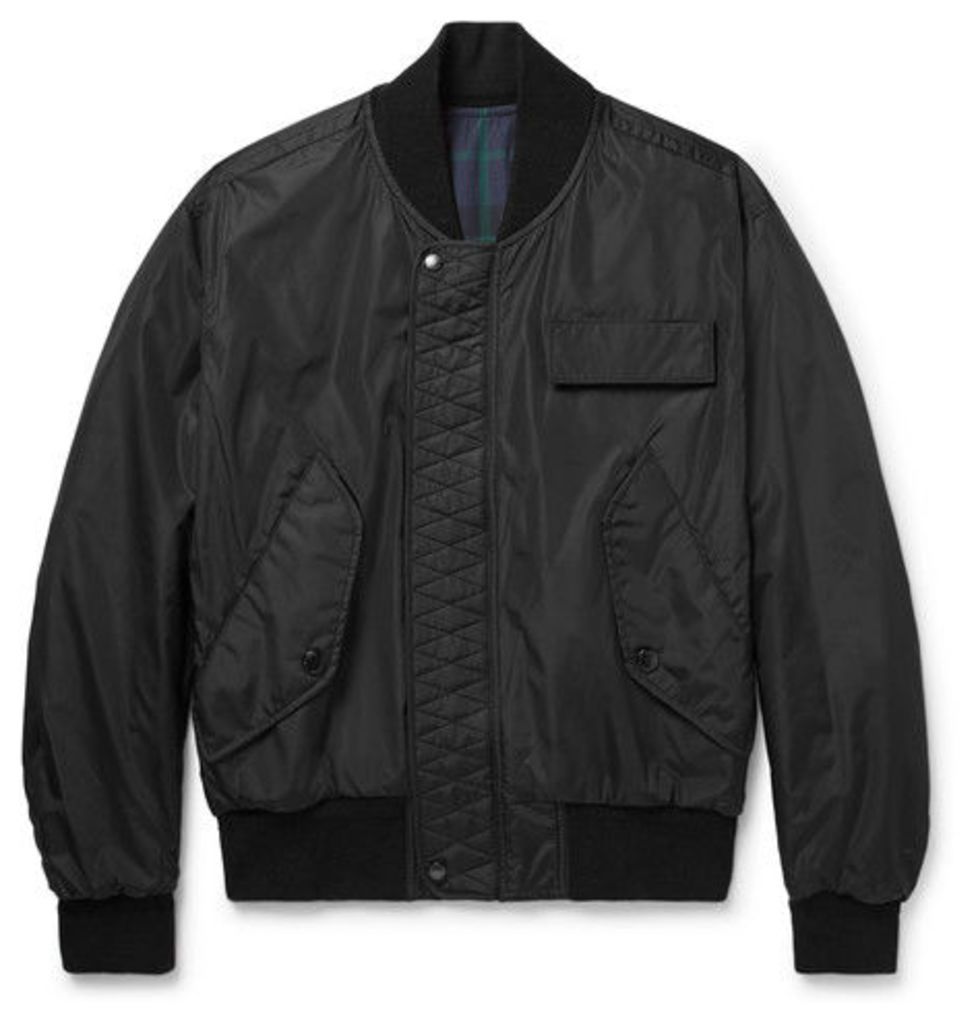 Reversible Black Watch Checked Cotton-twill Bomber Jacket