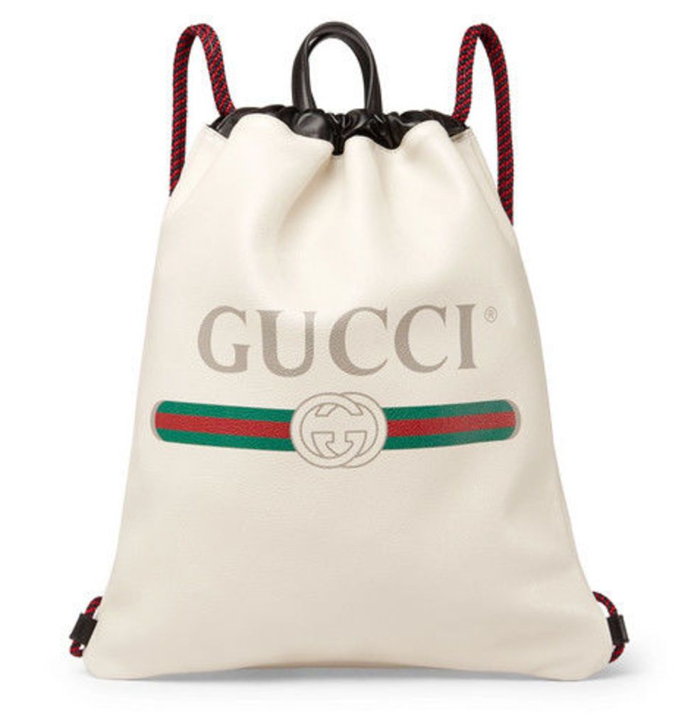 Gucci - Printed Full-grain Leather Backpack - White