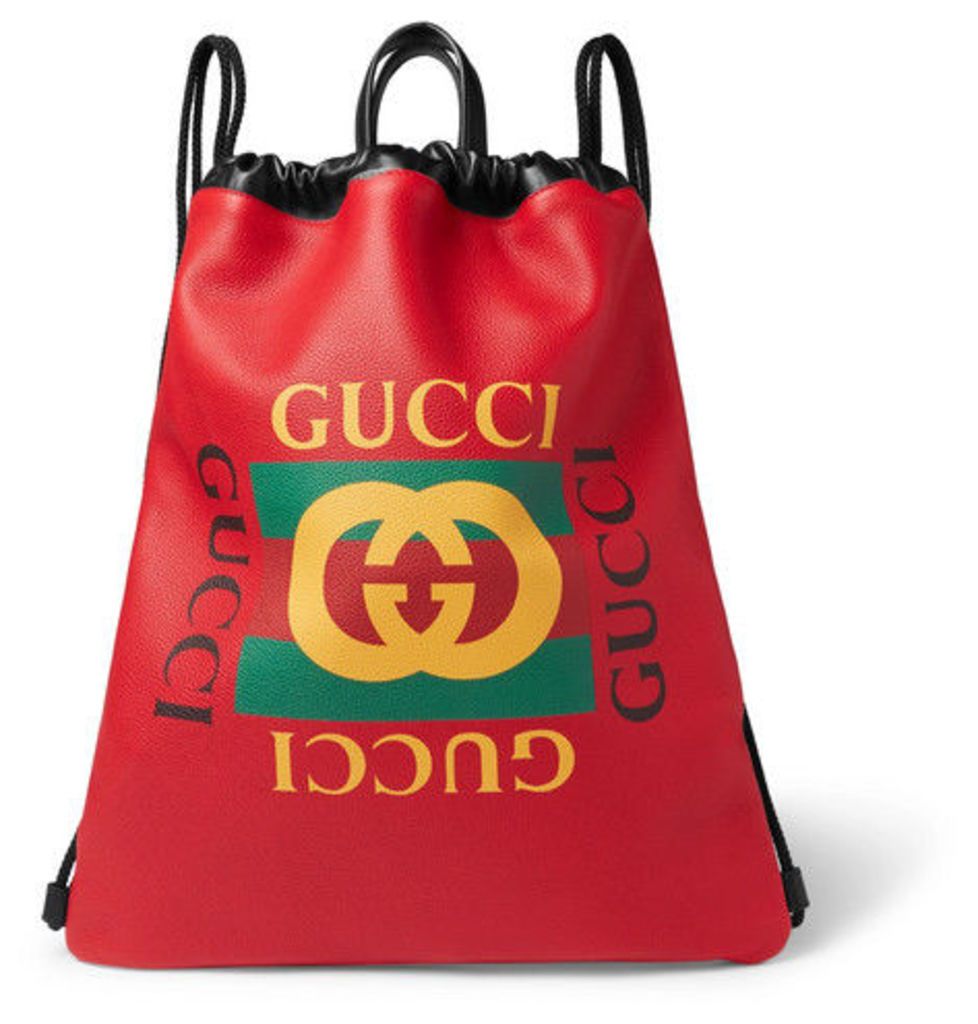 Gucci - Printed Leather Drawstring Backpack - Red