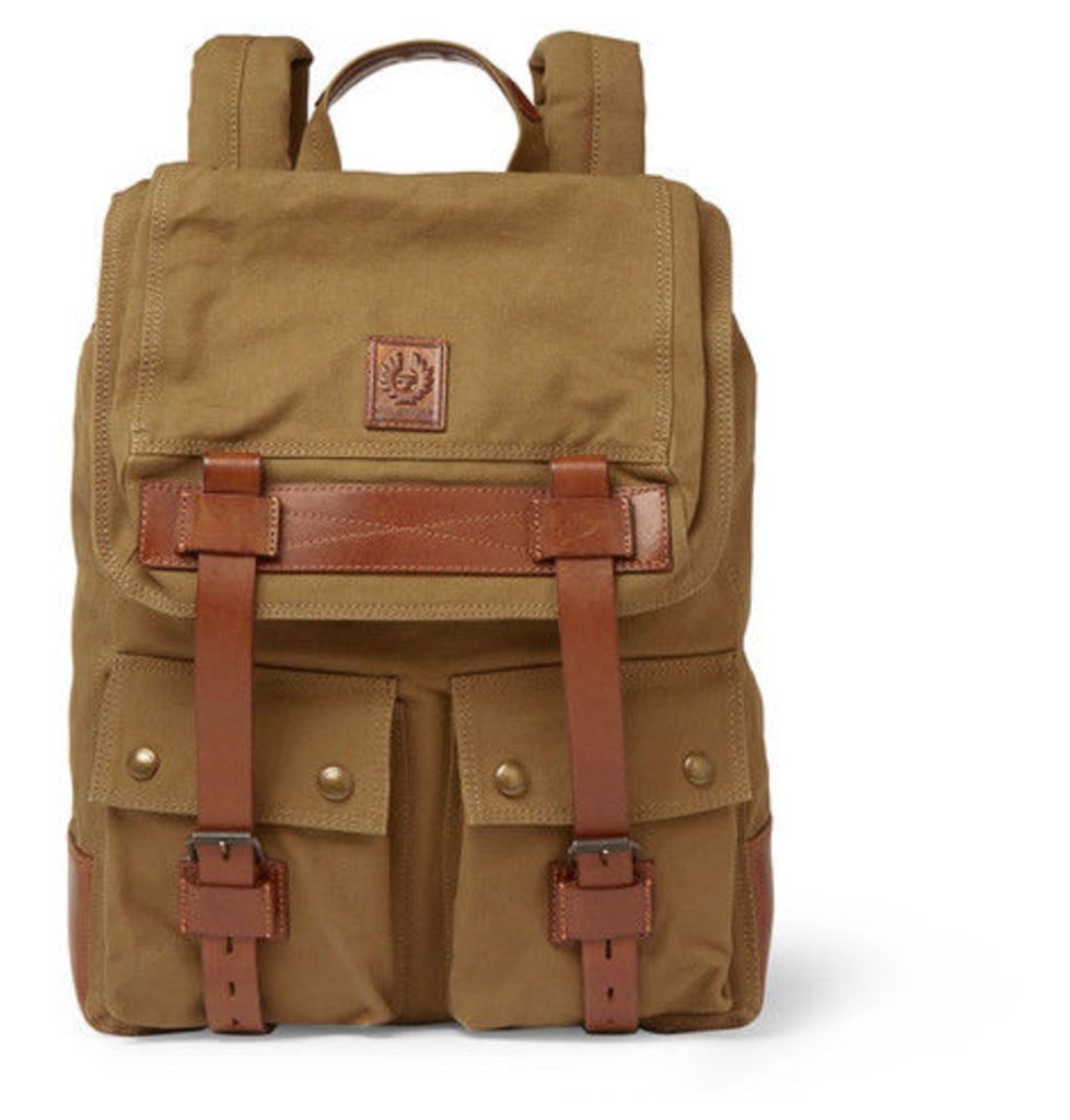Belstaff - Leather-trimmed Canvas Backpack - Brown