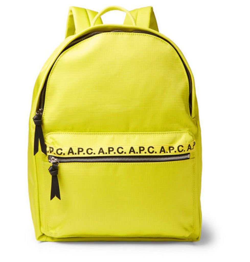 A.P.C. - Logo And Leather-trimmed Ripstop Backpack - Yellow