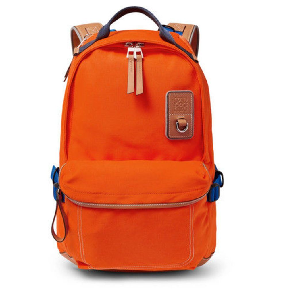 eye/LOEWE/nature - Leather-trimmed Canvas Backpack - Orange