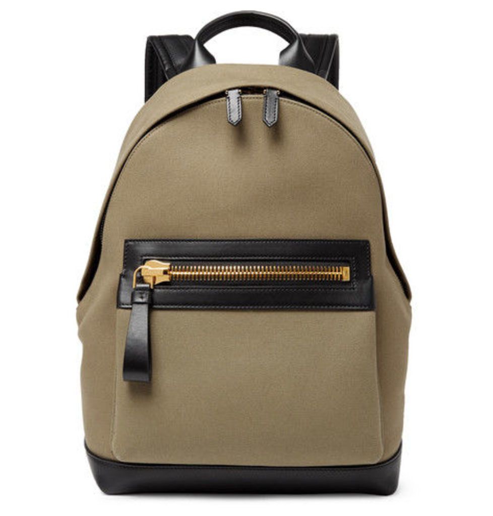 TOM FORD - Canvas And Leather Backpack - Green