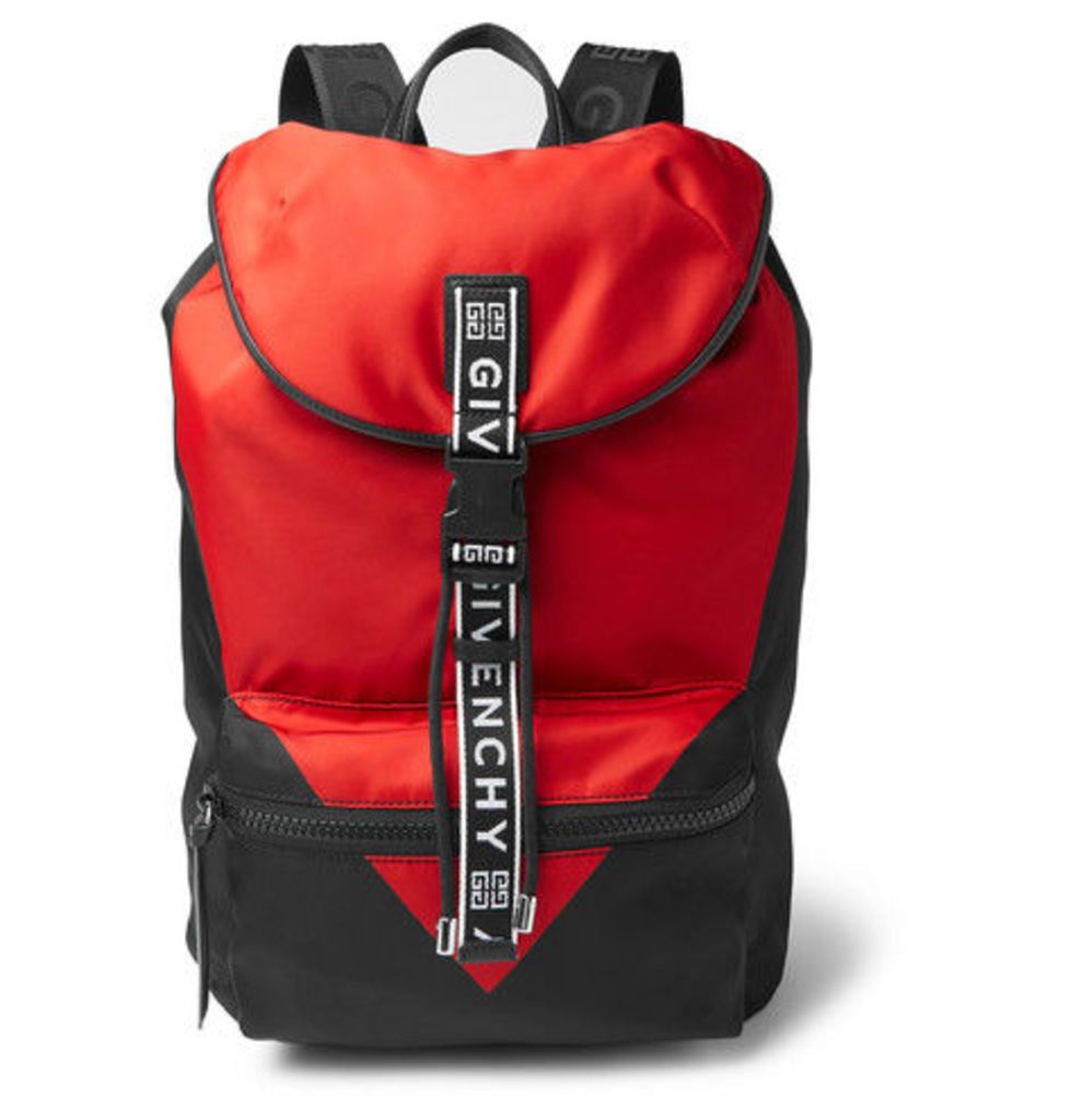 Givenchy - Logo-jacquard And Leather-trimmed Colour-block Nylon Backpack - Red