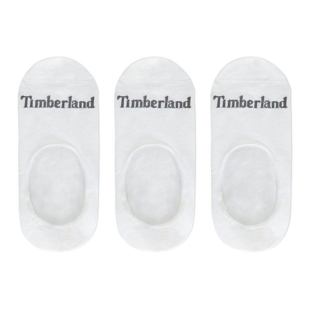 Timberland Three Pair Invisible Socks For Men In White White, Size M