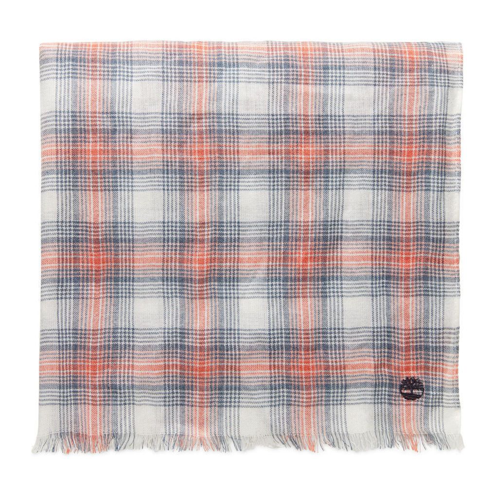Timberland Plaid Scarf For Men In Indigo/red Indigo/red, Size ONE