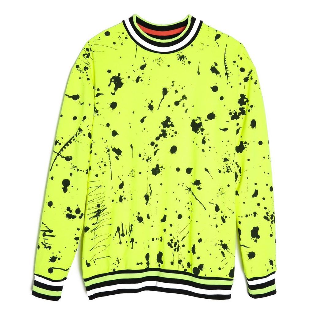 Lobo Mau - Neon Yellow Splatter Print Sweatshirt