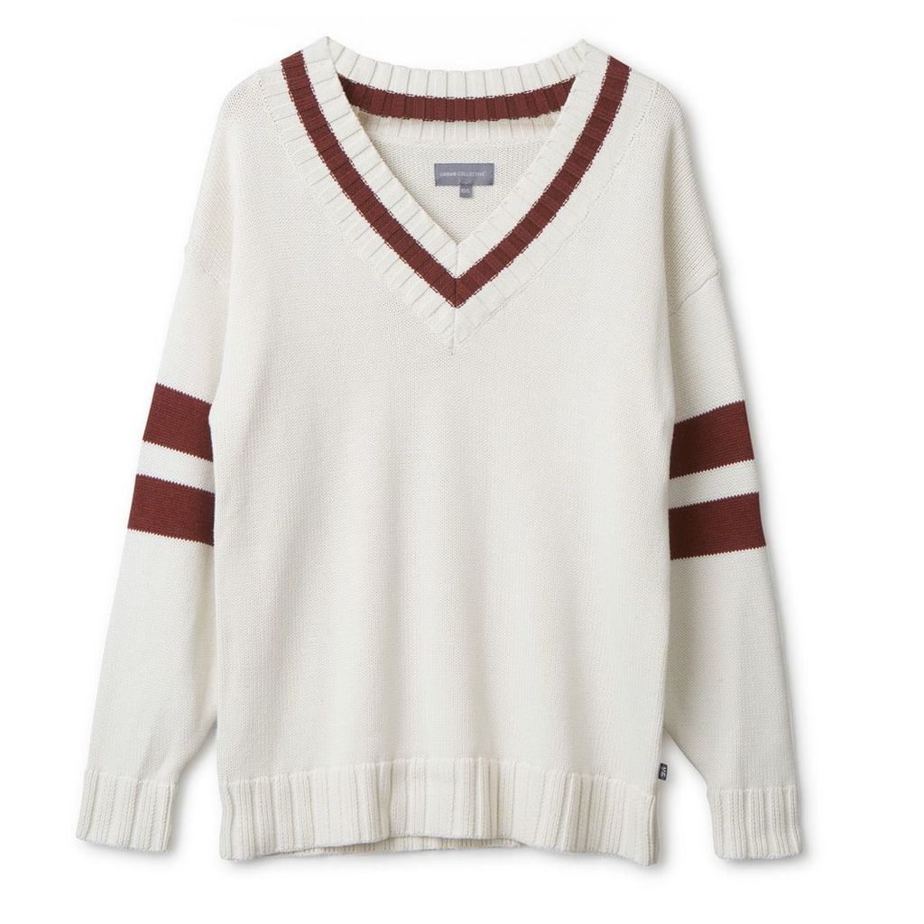 Urban Collective - Oversized Varsity Sweater By Raul Magdaleno White