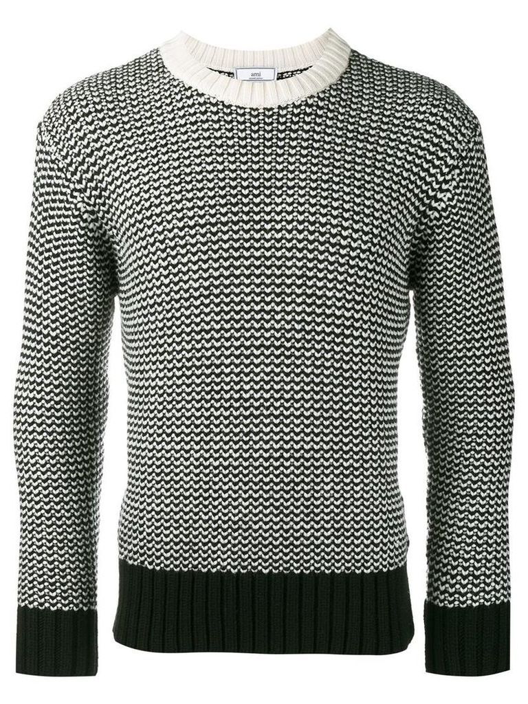 Ami Alexandre Mattiussi two-tone stitch knit jumper, Men's, Size: Small, Black