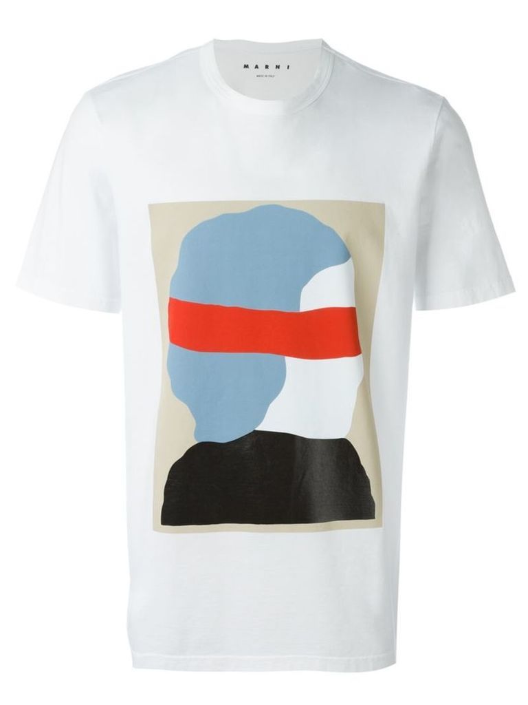 Marni silhouette print T-shirt, Men's, Size: 48, White
