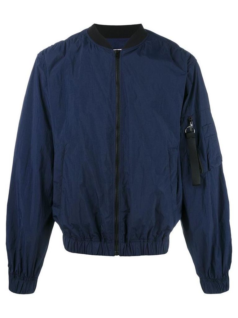 MSGM zipped bomber jacket, Men's, Size: 46, Blue