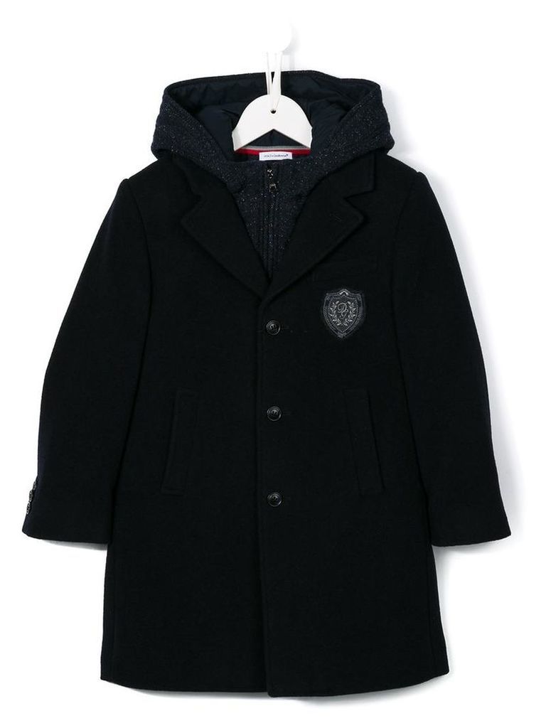 Dolce & Gabbana Kids hooded single breasted coat, Boy's, Size: 8 yrs, Blue