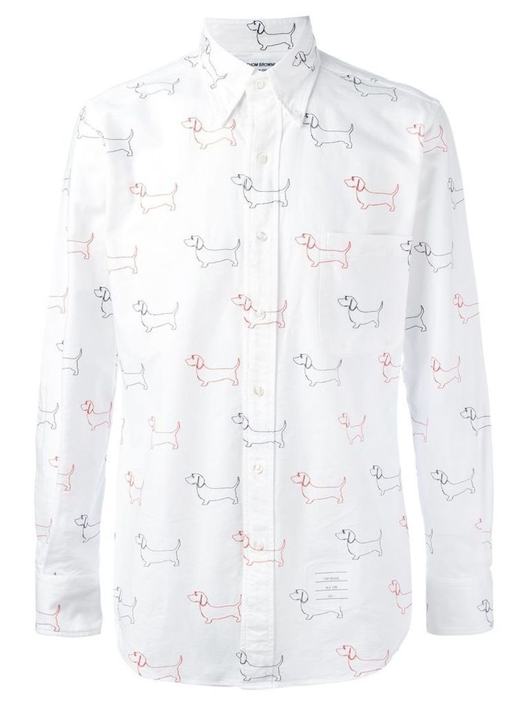 Thom Browne embroidered dog shirt, Men's, Size: 5, White