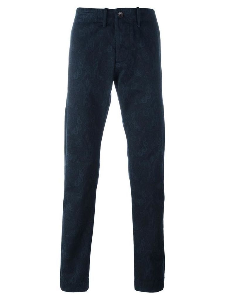 Incotex paisley print trousers, Men's, Size: 33, Blue