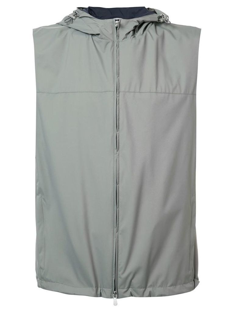 Brunello Cucinelli hooded zipped gilet, Men's, Size: Large, Grey