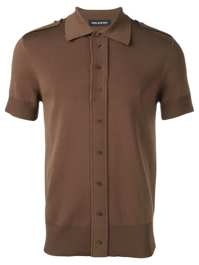 Neil Barrett buttoned shoulder polo shirt, Men's, Size: Small, Brown