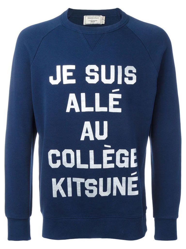 Maison KitsunÃ© 'je suis' print sweatshirt, Men's, Size: XL, Blue