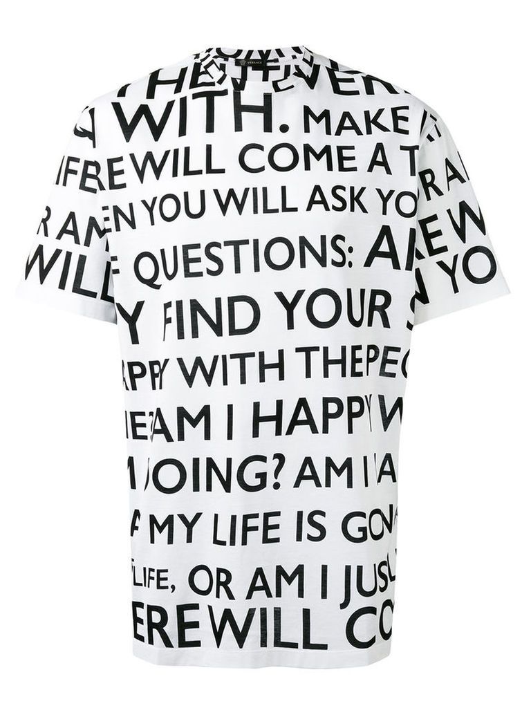 Versace Make it Happen print t-shirt, Men's, Size: Medium, White