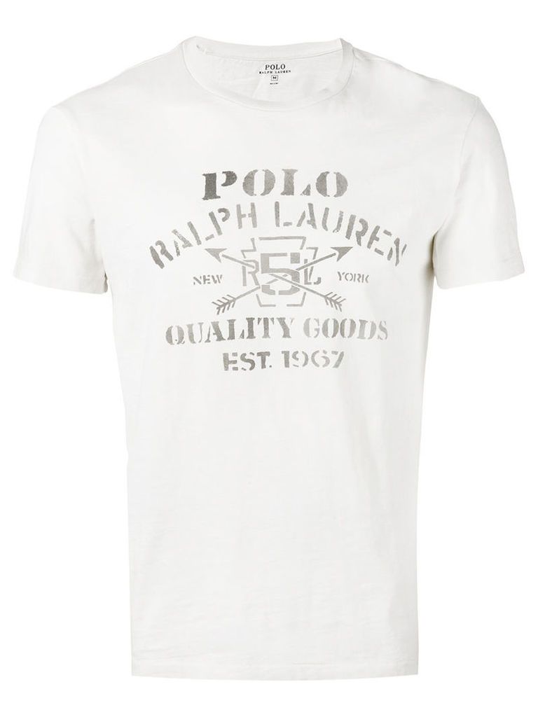 Polo Ralph Lauren front print T-shirt, Men's, Size: Medium, Nude/Neutrals