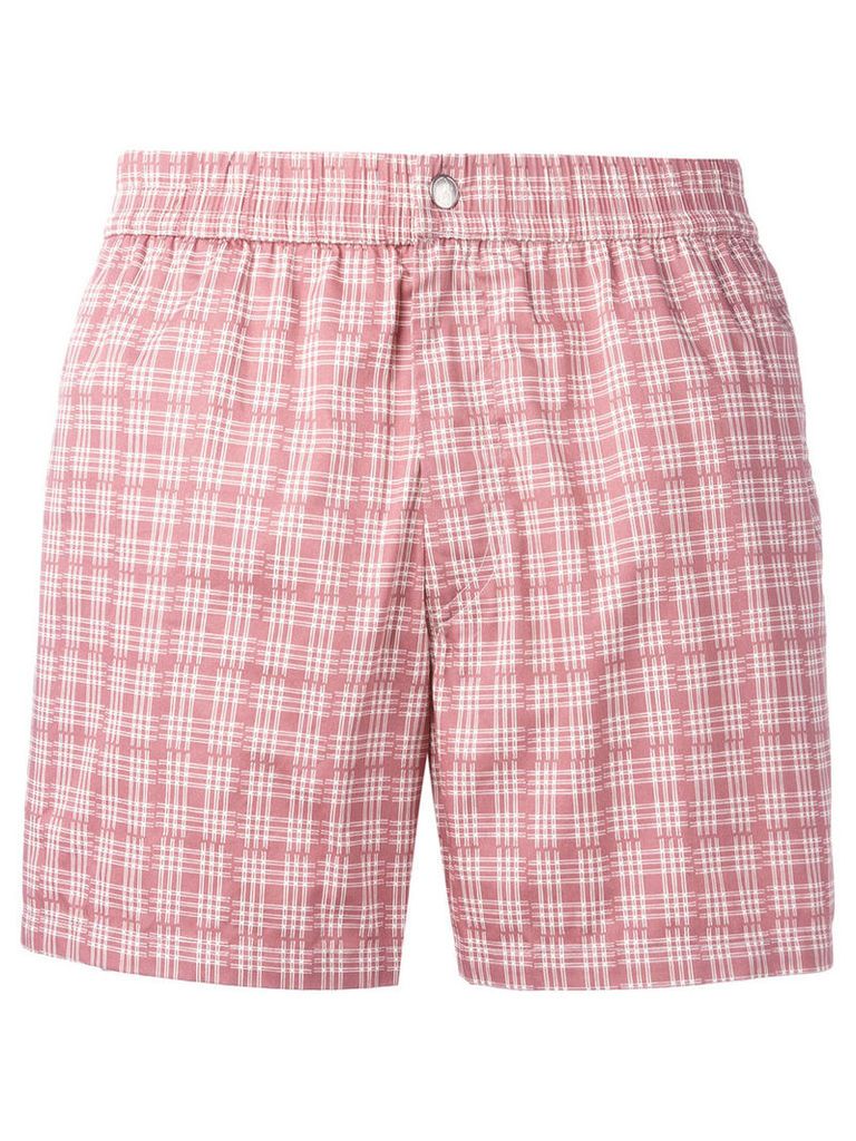 Brioni checked swimming shorts, Men's, Size: XXL, Pink/Purple
