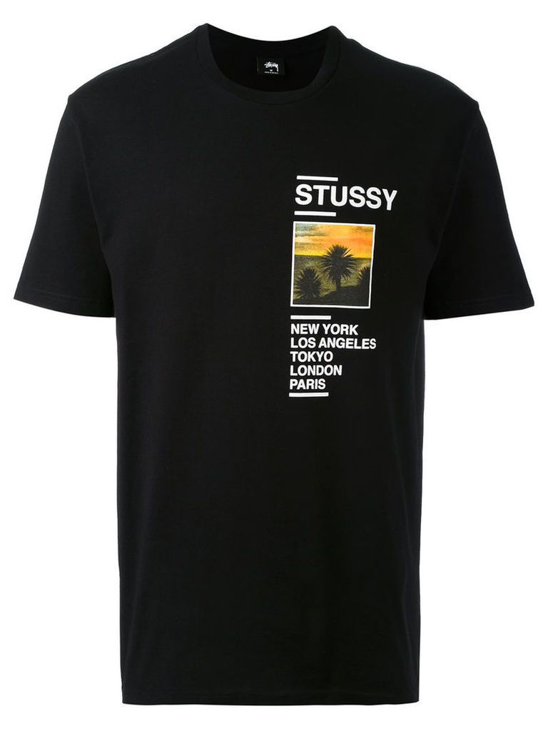Stussy - destination print T-shirt - men - Cotton - S, Black