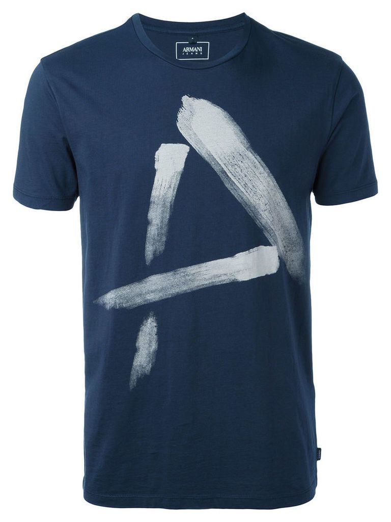 Armani Jeans - painted 'A' T-shirt - men - Cotton - XL, Blue