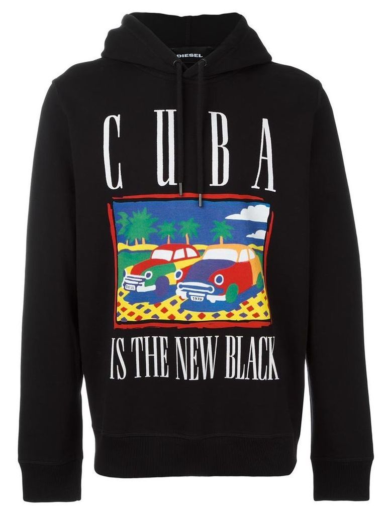 Diesel - Cuba print hoodie - men - Cotton - XL, Black