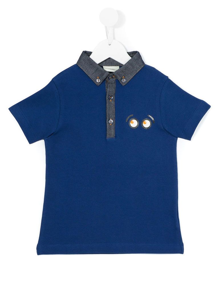 Fendi Kids - eyes print polo shirt - kids - Cotton - 6 yrs, Blue