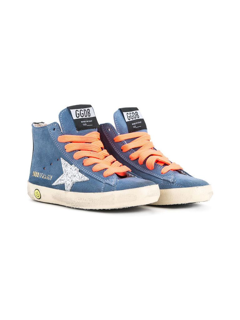 Golden Goose Deluxe Brand Kids - Francy hi-top sneakers - kids - Cotton/Calf Leather/Leather - 34, Blue