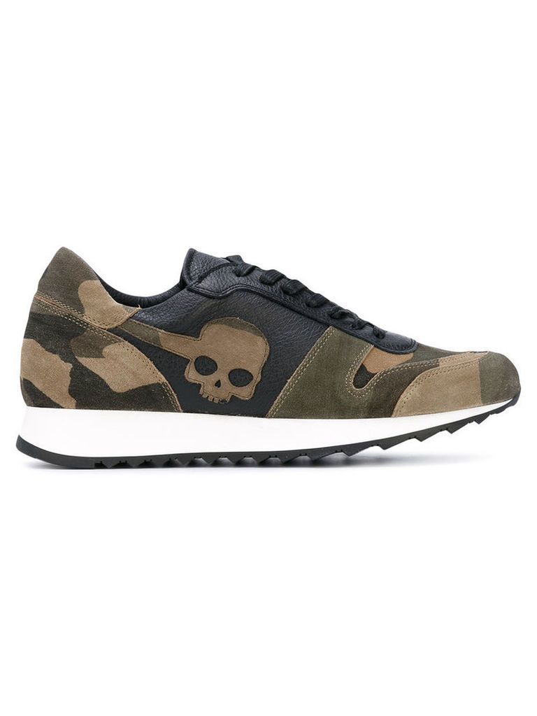 Hydrogen - panel camouflage skull sneakers - men - Cotton/Leather/rubber - 39, Green