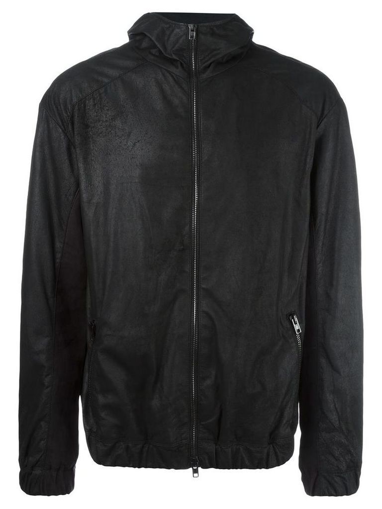 Isabel Benenato - hooded leather jacket - men - Cotton/Linen/Flax/Leather/Acetate - 52, Black