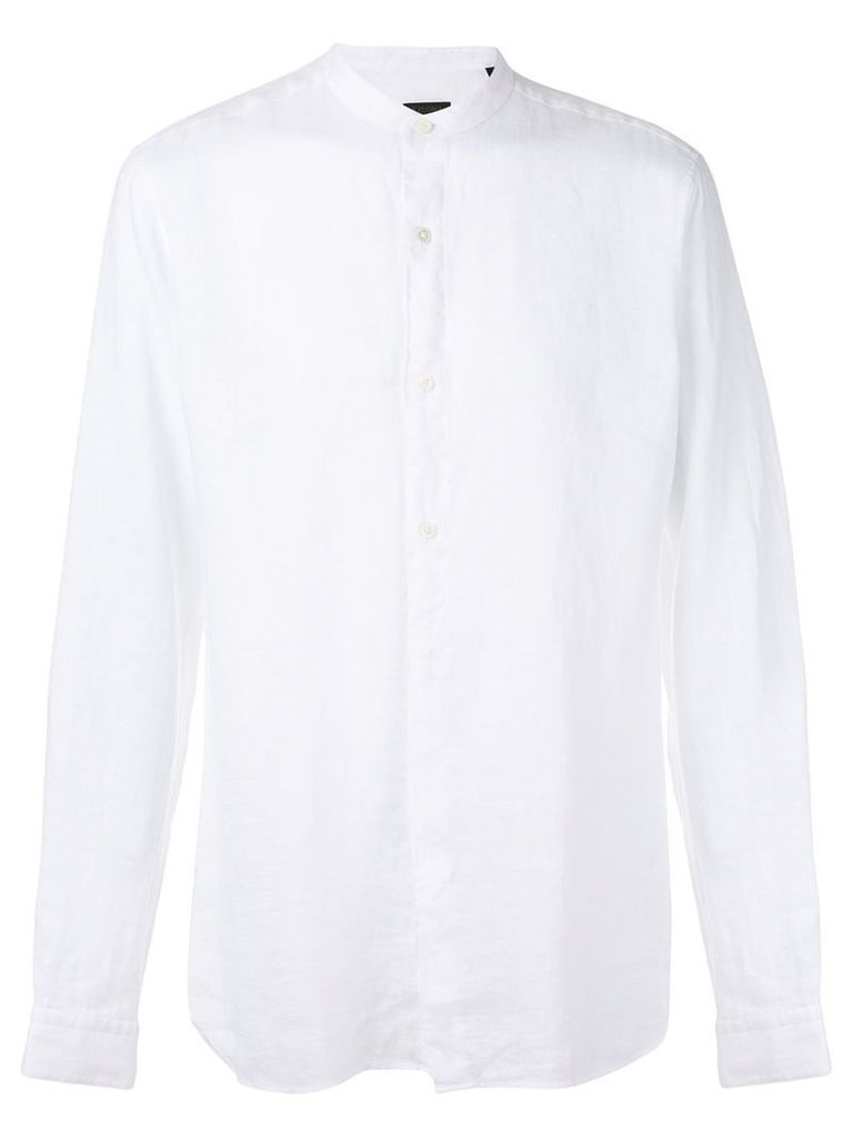 Z Zegna - Korean collar long sleeve shirt - men - Linen/Flax - M, White