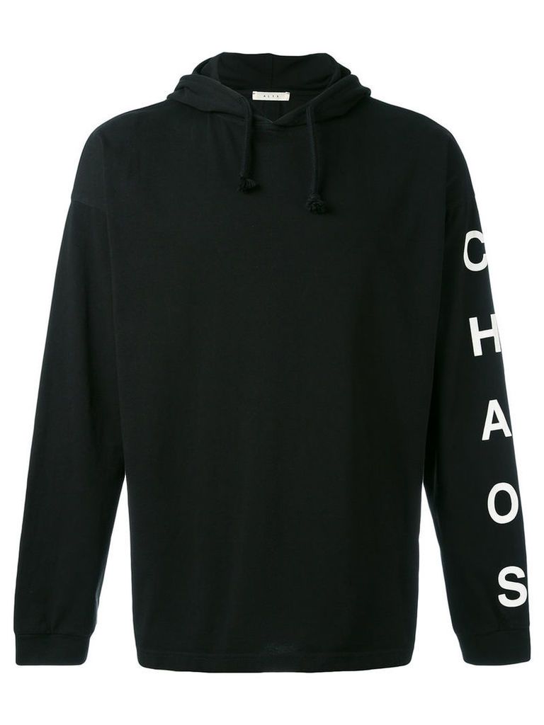 Alyx - printed arm drawstring hoodie - men - Cotton - XL, Black