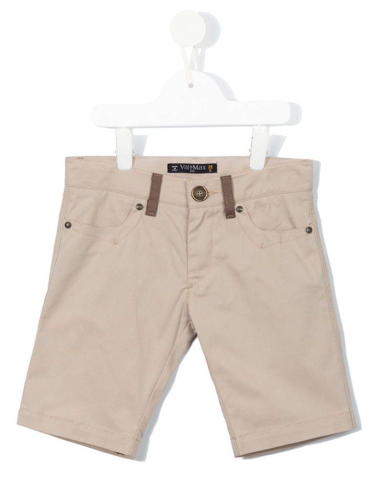 Valmax Kids - trim detail shorts - kids - Cotton/Elastodiene - 12 yrs, Nude/Neutrals