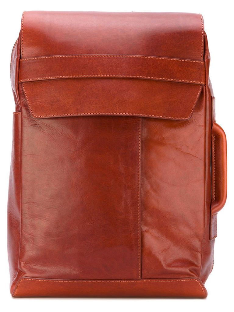 Maison Margiela - flap front backpack - men - Leather - One Size, Brown