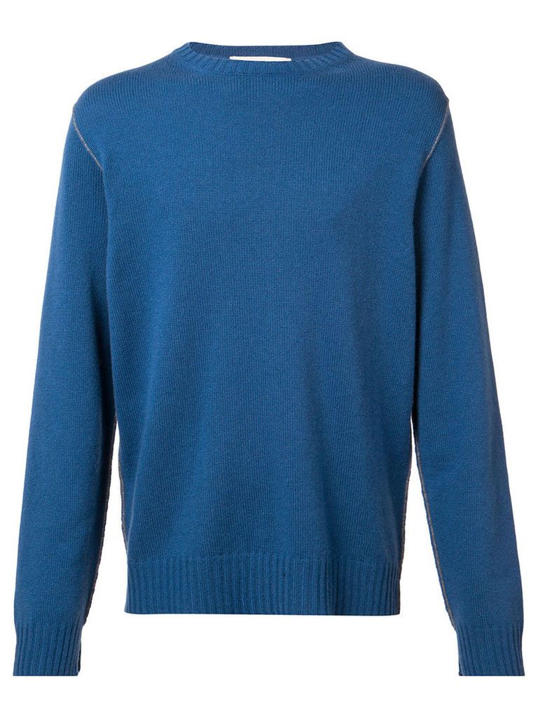 Marni - contrast top stitch sweater - men - Cashmere - 44, Blue