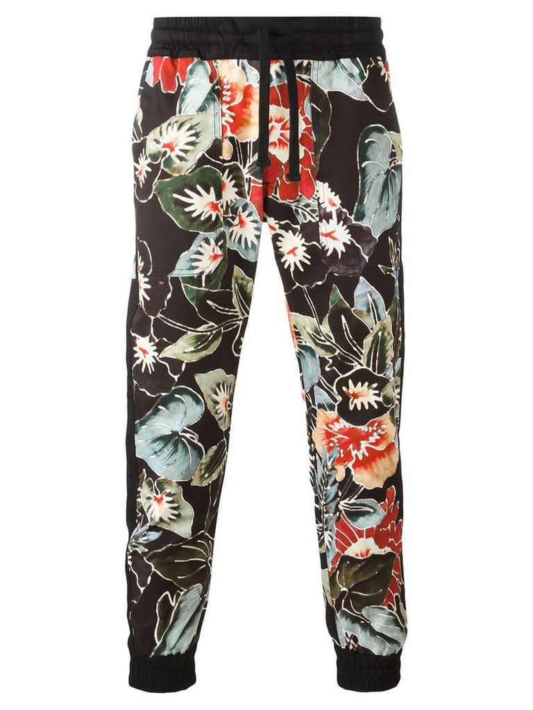 Christian Pellizzari - floral print track pants - men - Cotton/Spandex/Elastane - 46, Black