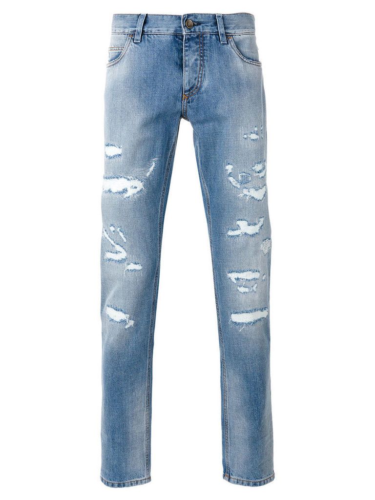 Dolce & Gabbana - ripped detail jeans - men - Cotton - 50, Blue