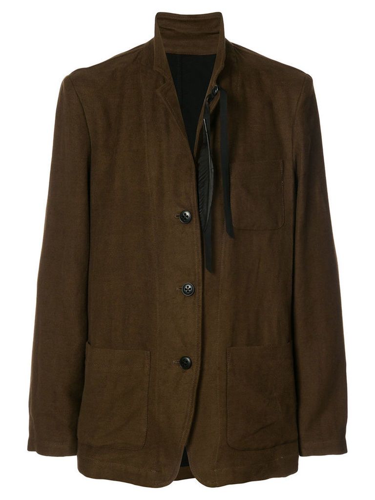 Ann Demeulemeester - classic fitted blazer - men - Wool/Cotton/Linen/Flax/Rayon - L, Brown